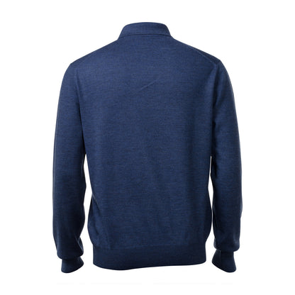 Gran Sasso Extra Fine Merino Wool Polo Sweater in Mid Blue