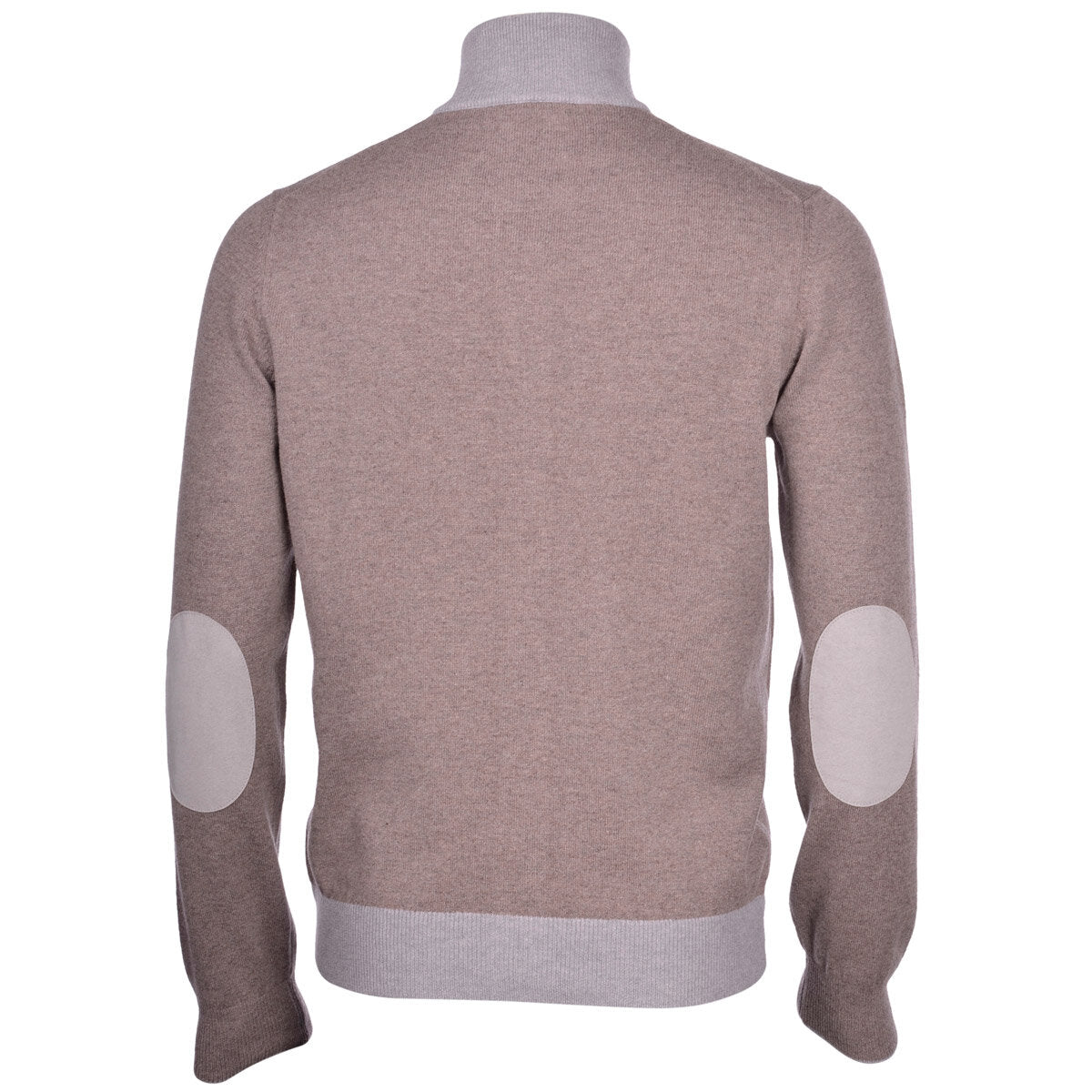 Gran Sasso Full-Zip Sweater with Contrast and Elbow Patches in Oatmeal