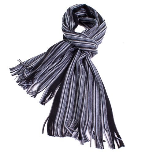 Chelsey Wool Knit Scarf with Pencil Stripes and Fringe