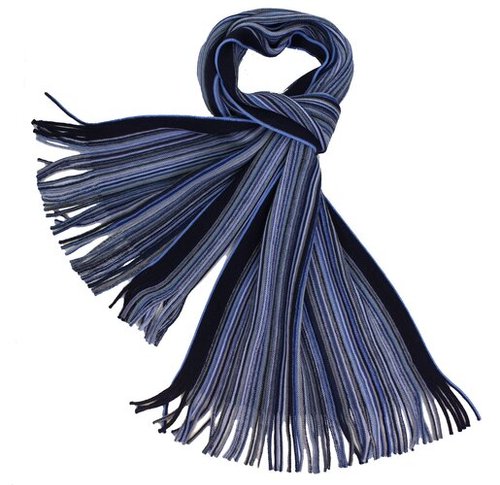 Chelsey Wool Knit Scarf with Pencil Stripes and Fringe