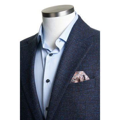 UOMO Sport Coat in Wool, Silk and Linen in Blue Melange