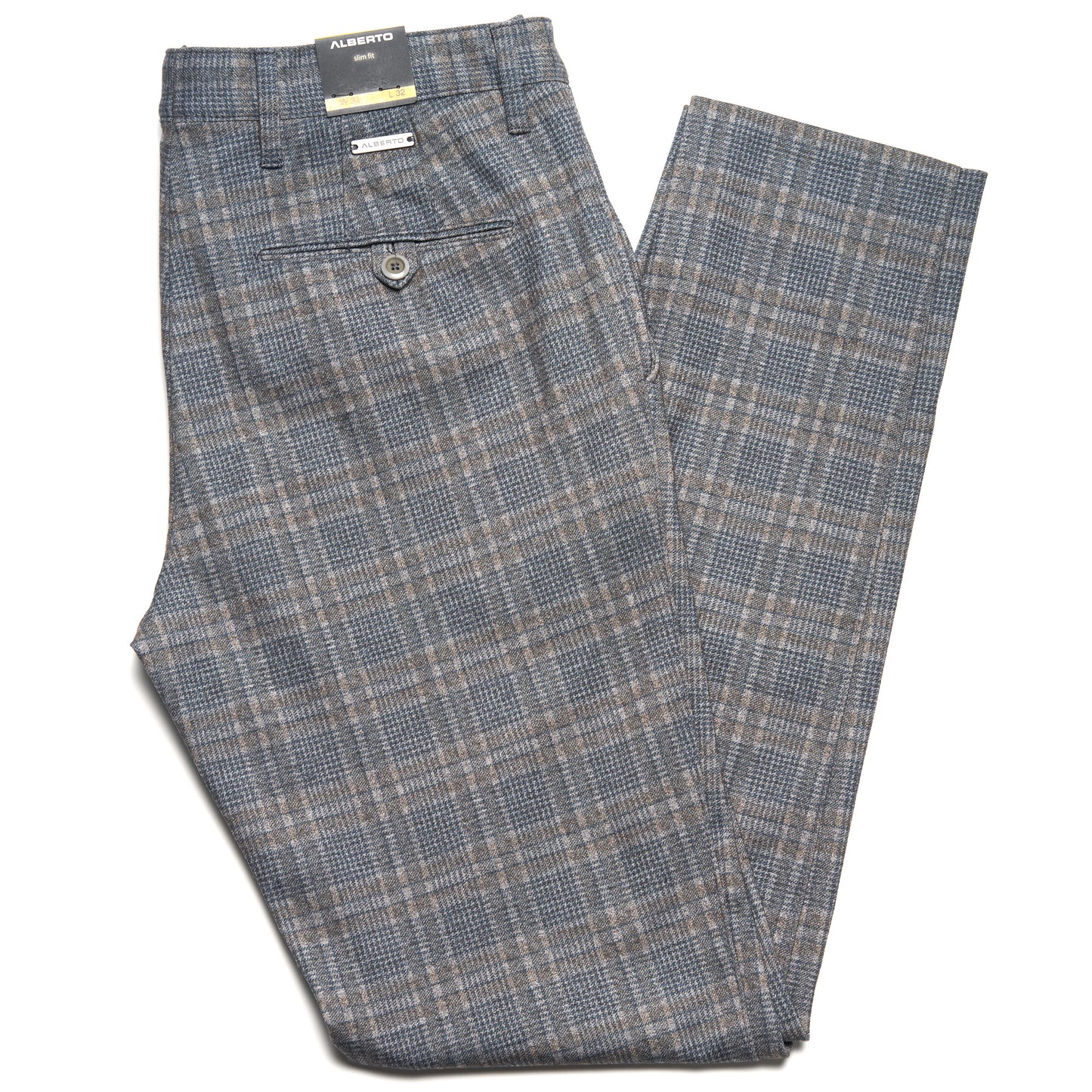 Alberto Rob Slim Fit in Jersey Check Pattern Gray