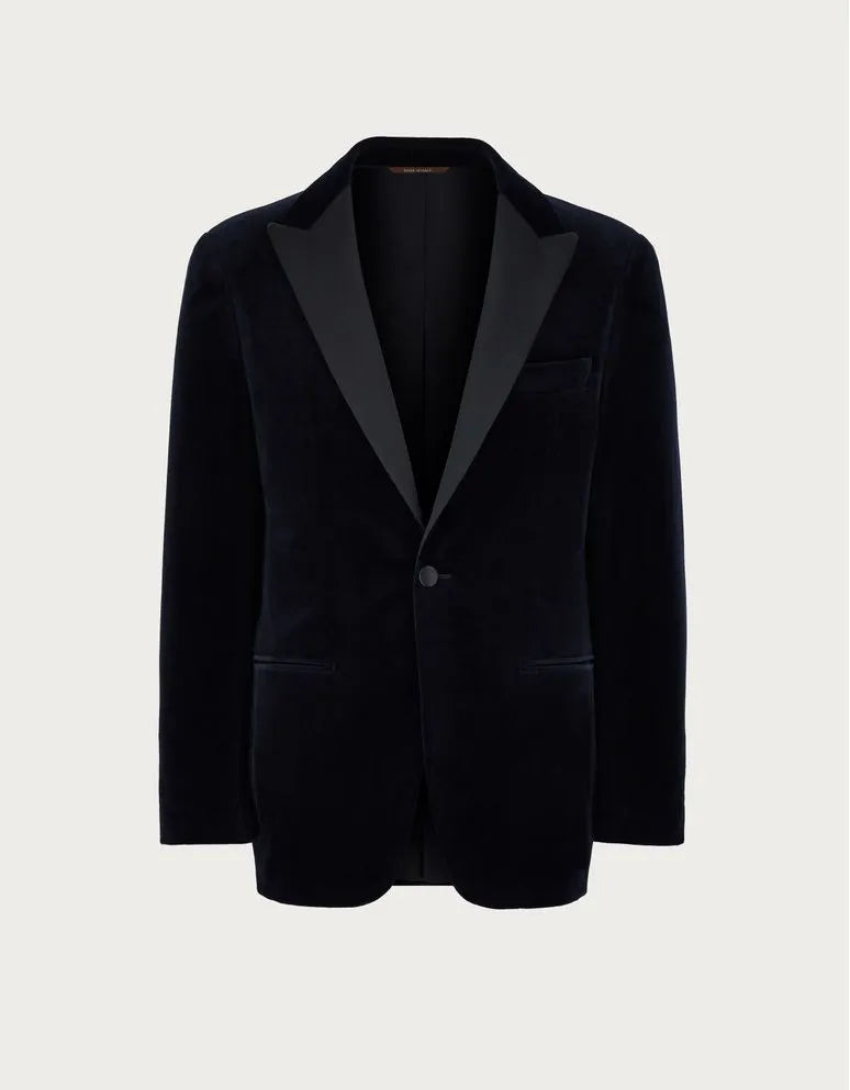 Canali Formal Dinner Jacket in Cotton Velvet -Black
