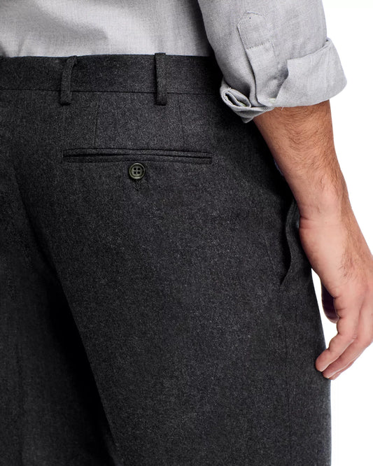 Canali Wool Flannel Dress Pants In Charcoal