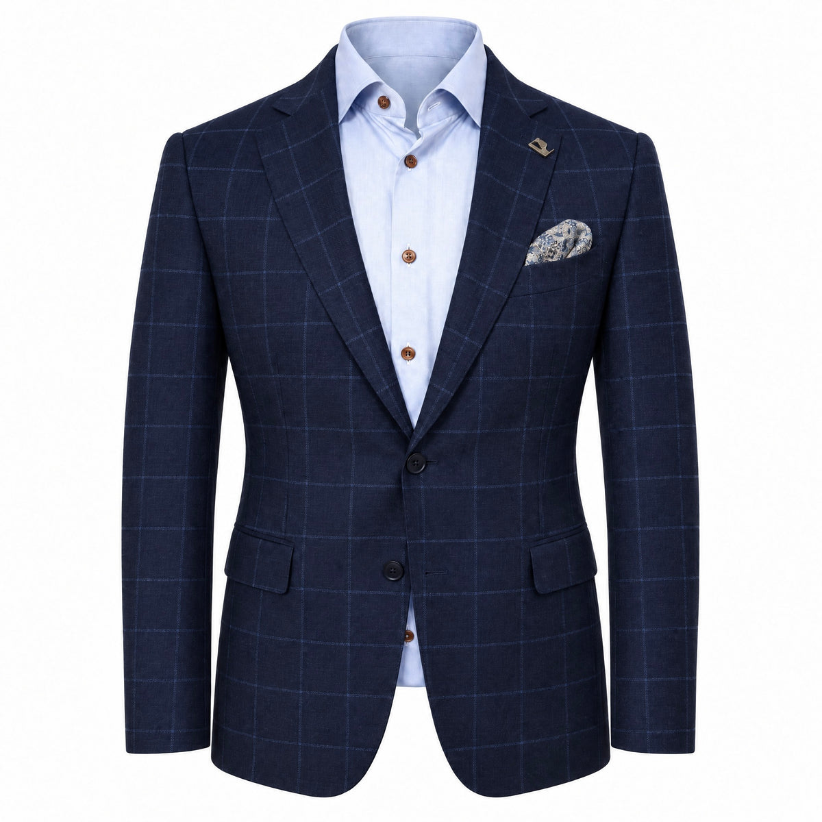 Pal Zileri Sport Coat In KEY Model in 100% Wool Blue Windowpane