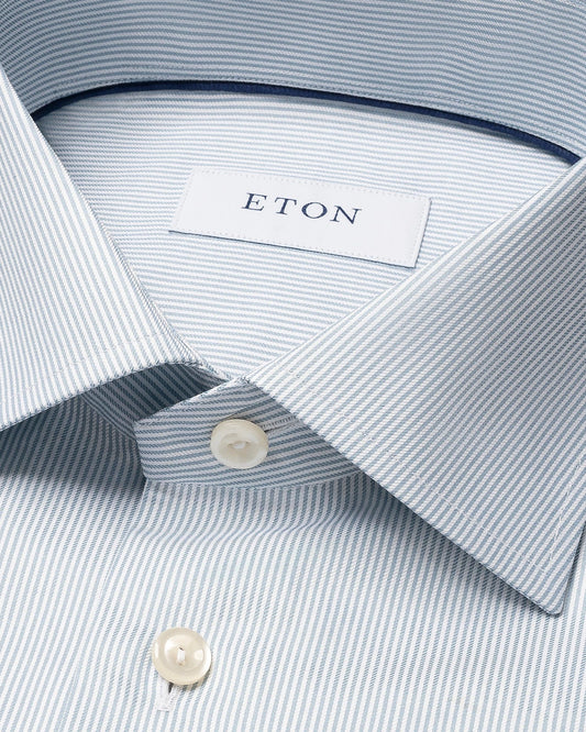 Eton Fine Striped Signature Twill Shirt in Aqua