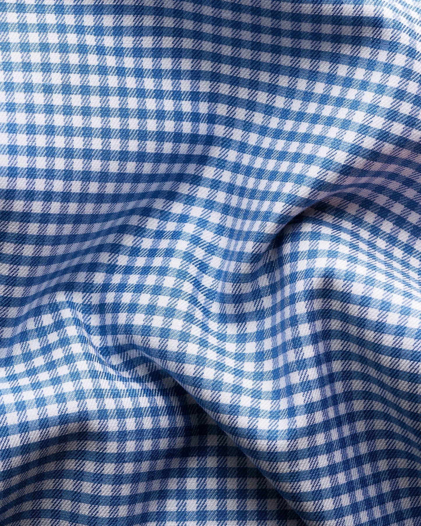 Eton Check Cotton Tencel Lyocell Sport Shirt in Mid Blue
