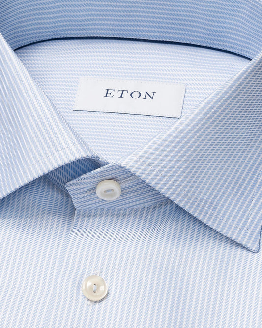 Eton Striped Signature Twill Sport Shirt in Light Blue