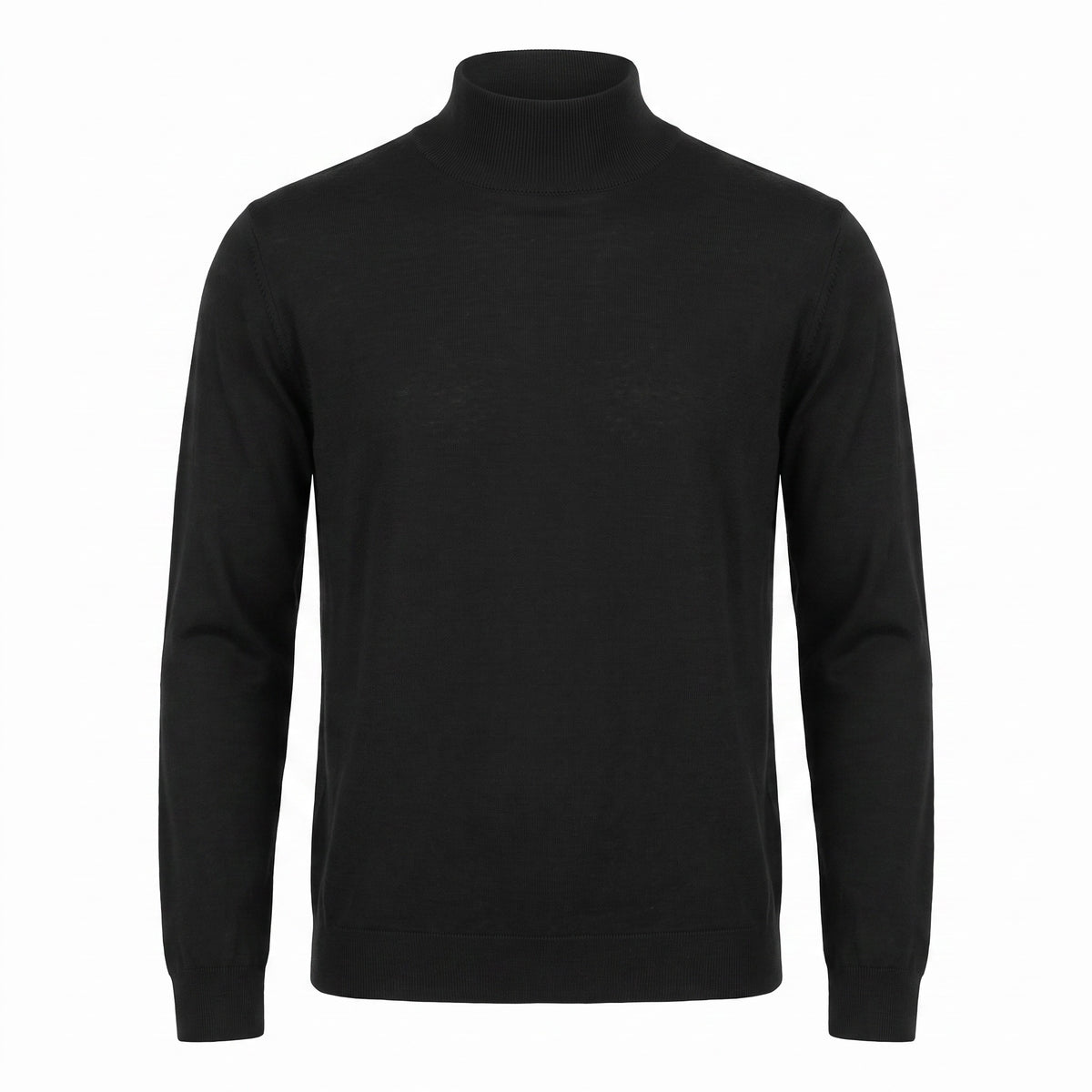 Ferrante Extra Fine Merino Wool Mock Sweater in Black