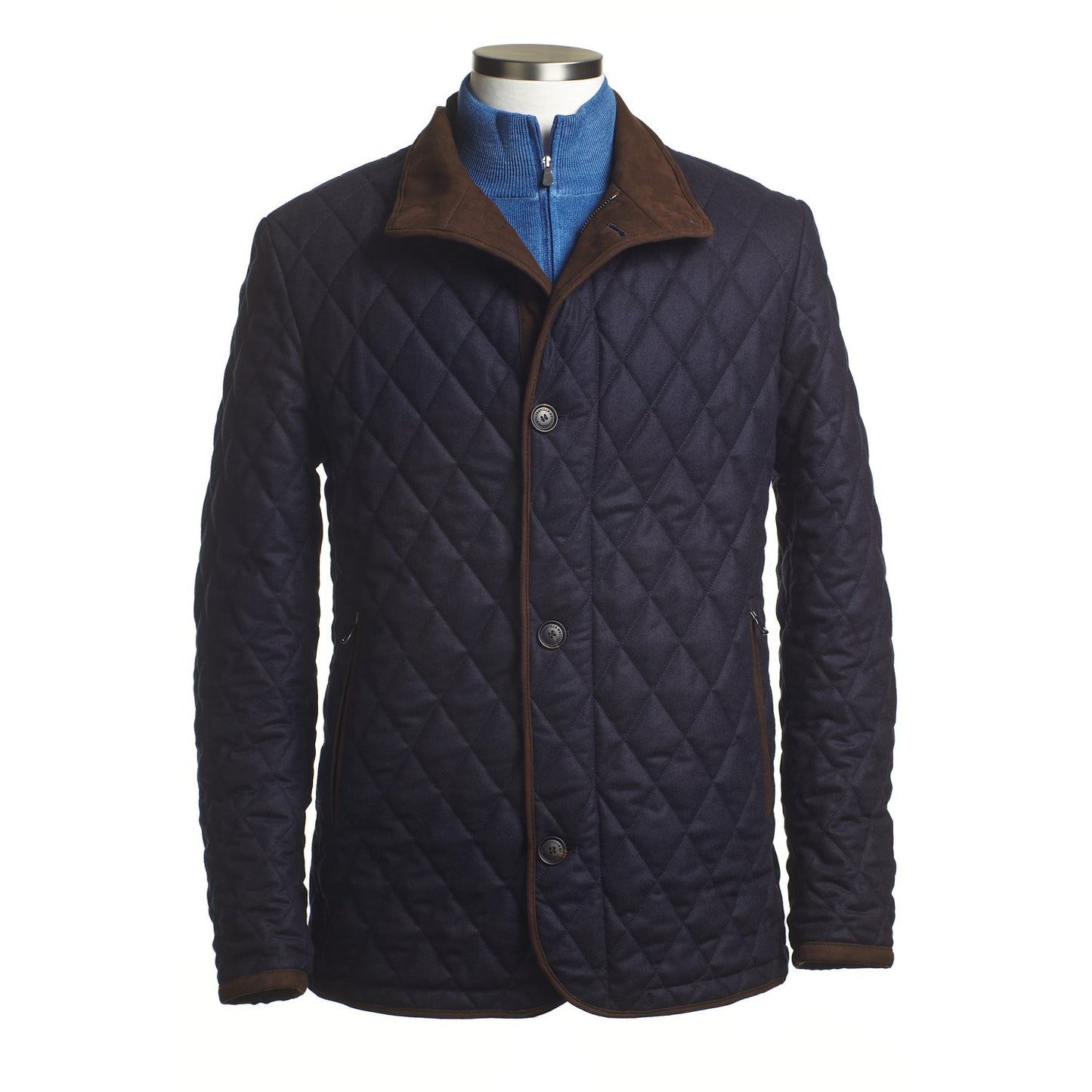 Waterville Water-Repellent Quilted Wool Jacket in Navy