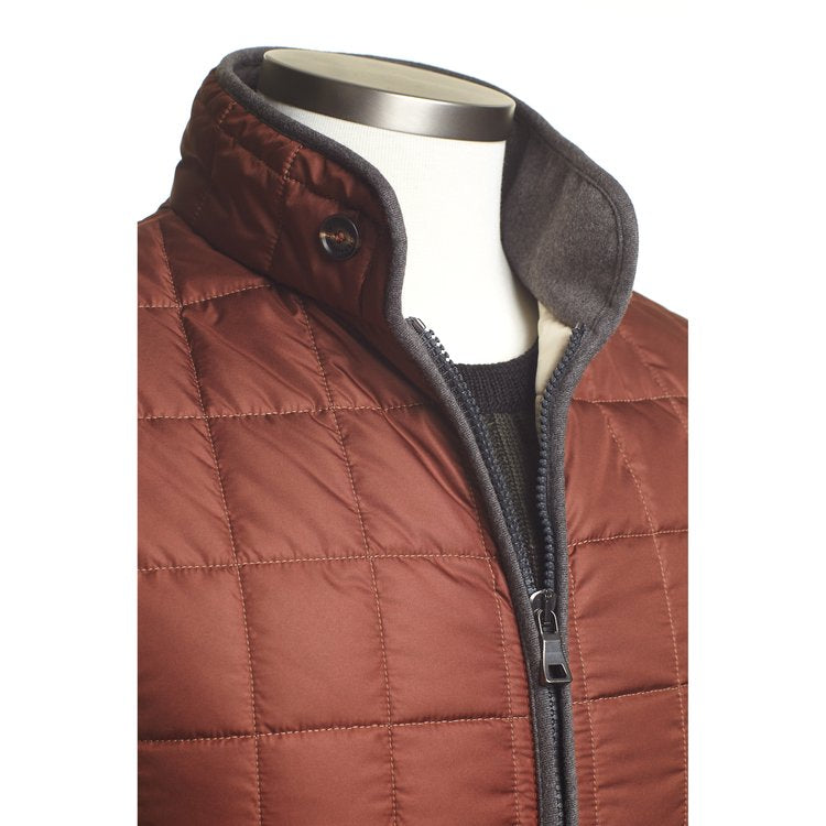 Waterville Water Repellent Quilted Nylon Vest in Rust