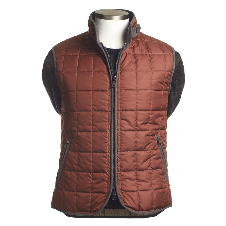 Waterville Water Repellent Quilted Nylon Vest in Rust