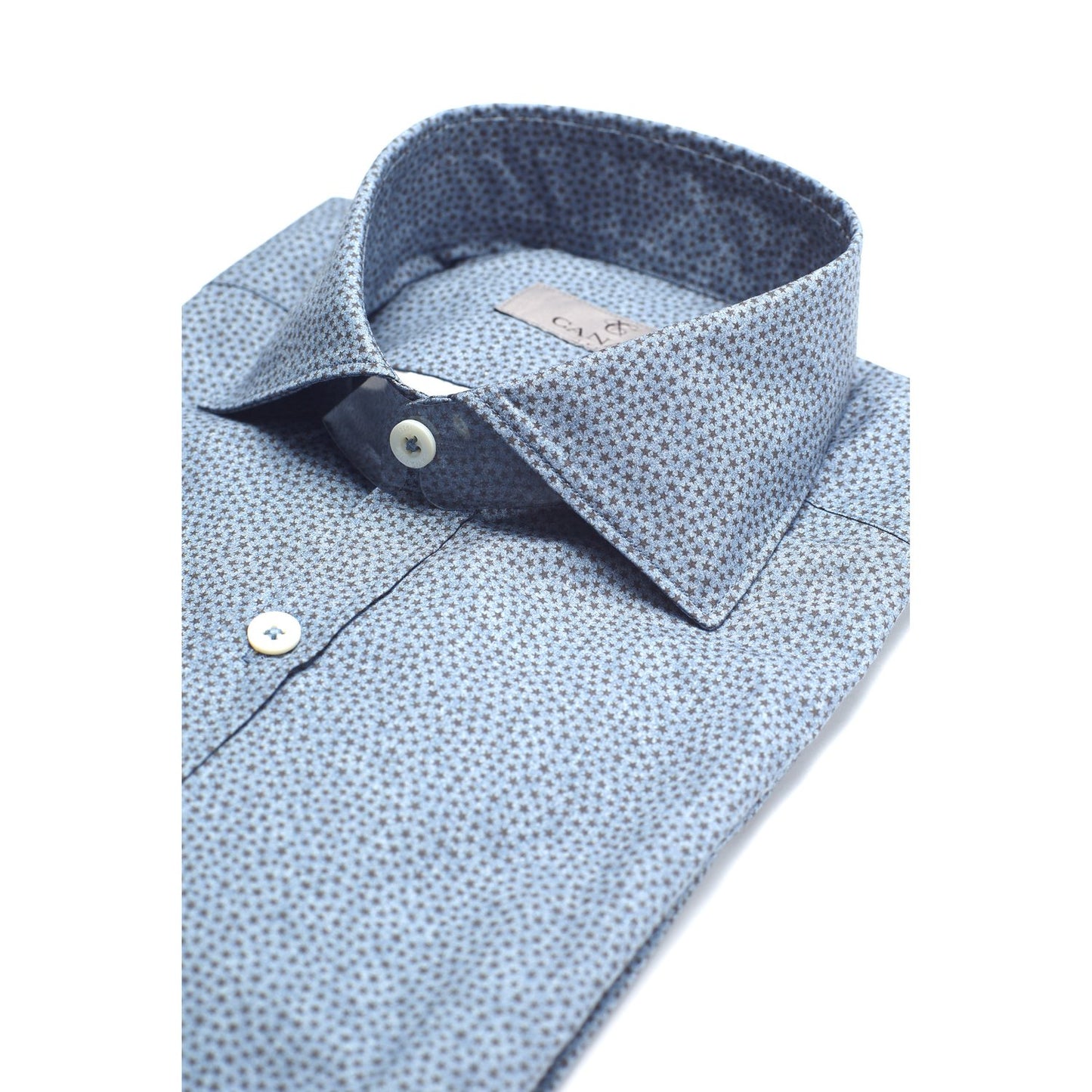 Canali Modern Fit Cotton Sport Shirt in Mid Blue