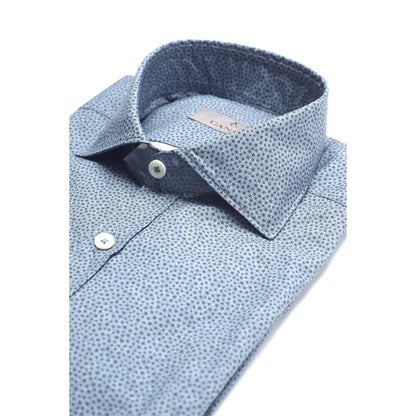 Canali Modern Fit Cotton Sport Shirt in Mid Blue
