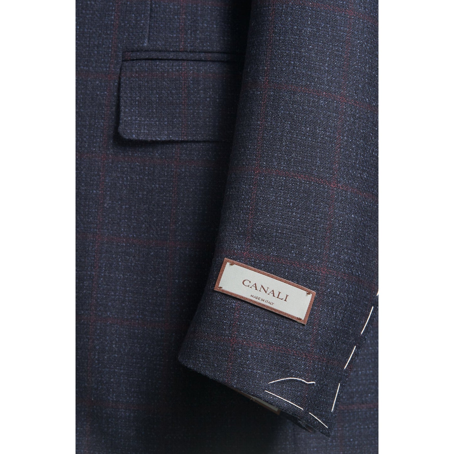 Canali Window Pane Wool Sport Coat in Navy and Burgundy
