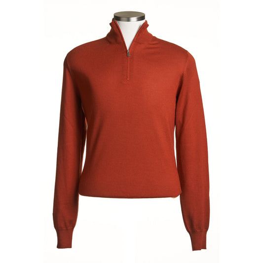 Gran Sasso Extra Fine Merino Wool Quarter-Zip Sweater in Pumpkin