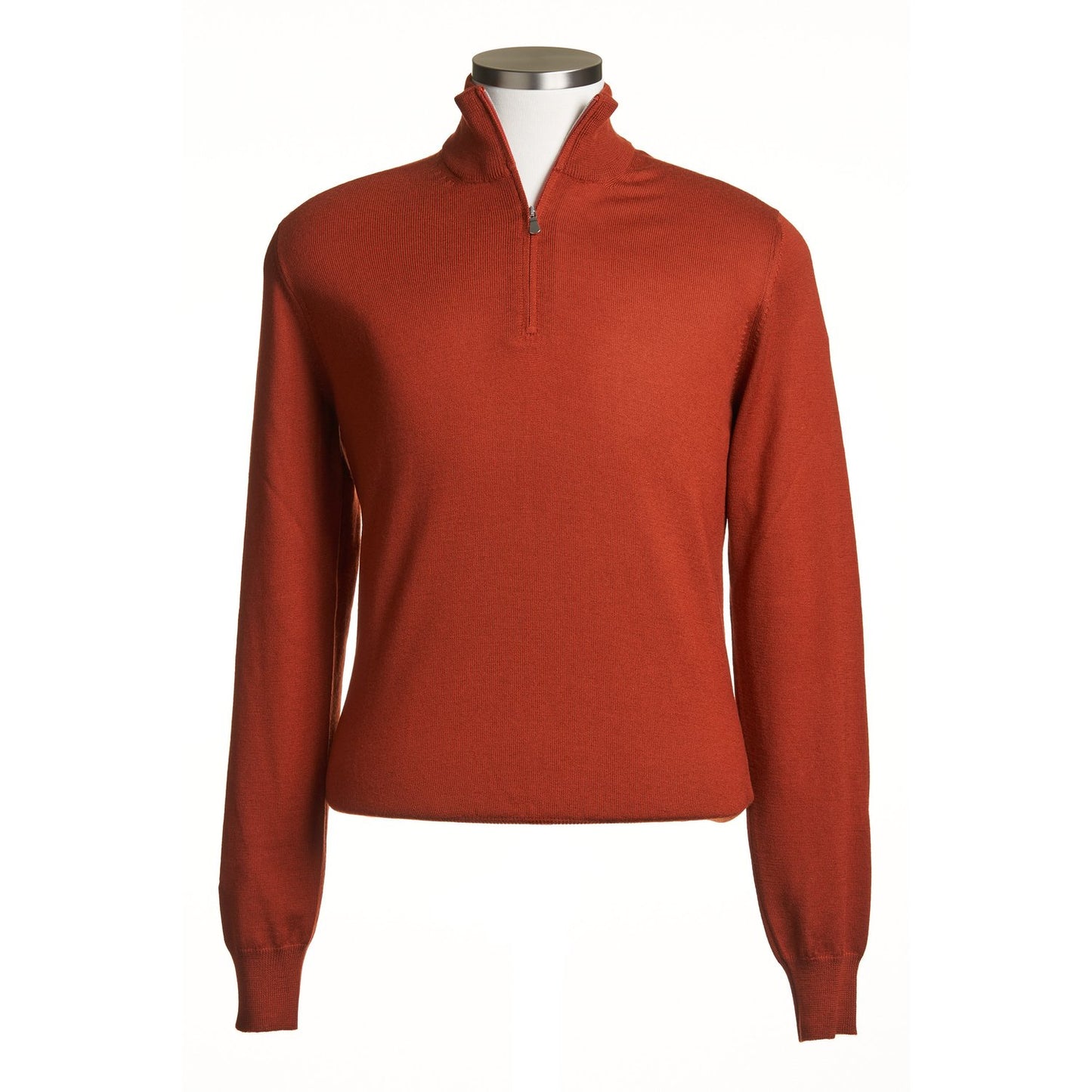 Gran Sasso 100% Cashmere Quarter-Zip Sweater in Burnt Orange