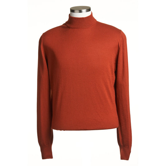 Gran Sasso Merino Wool Mock Sweater in Pumpkin