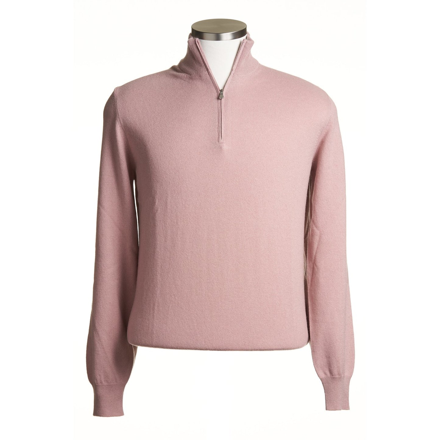 Gran Sasso 100% Cashmere Quarter-Zip Sweater in Pale Pink