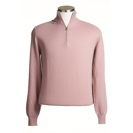 Gran Sasso Cashmere Quarter-Zip Sweater in Pale Pink