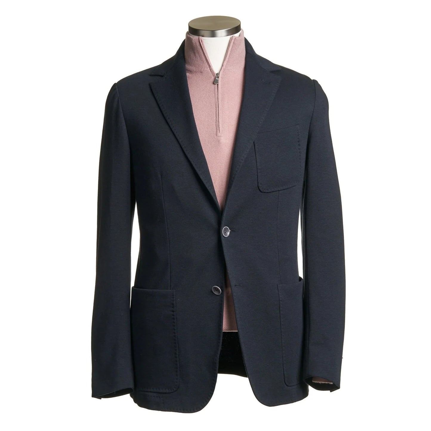 Canali Classic Fit Textured Jersey Unstructured Sport Coat in Navy