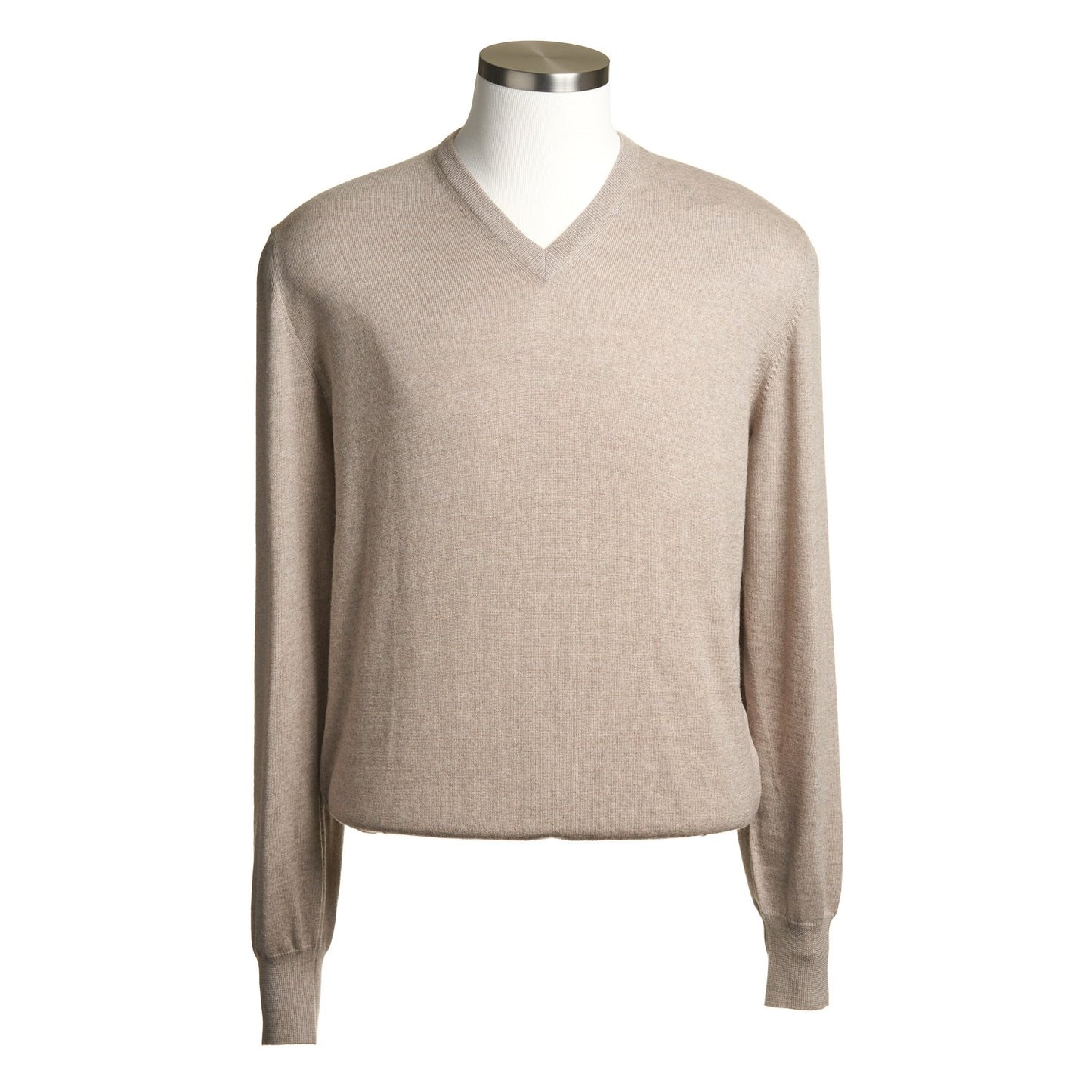Gran Sasso Extra Fine Merino Wool V-Neck Sweater in Oatmeal