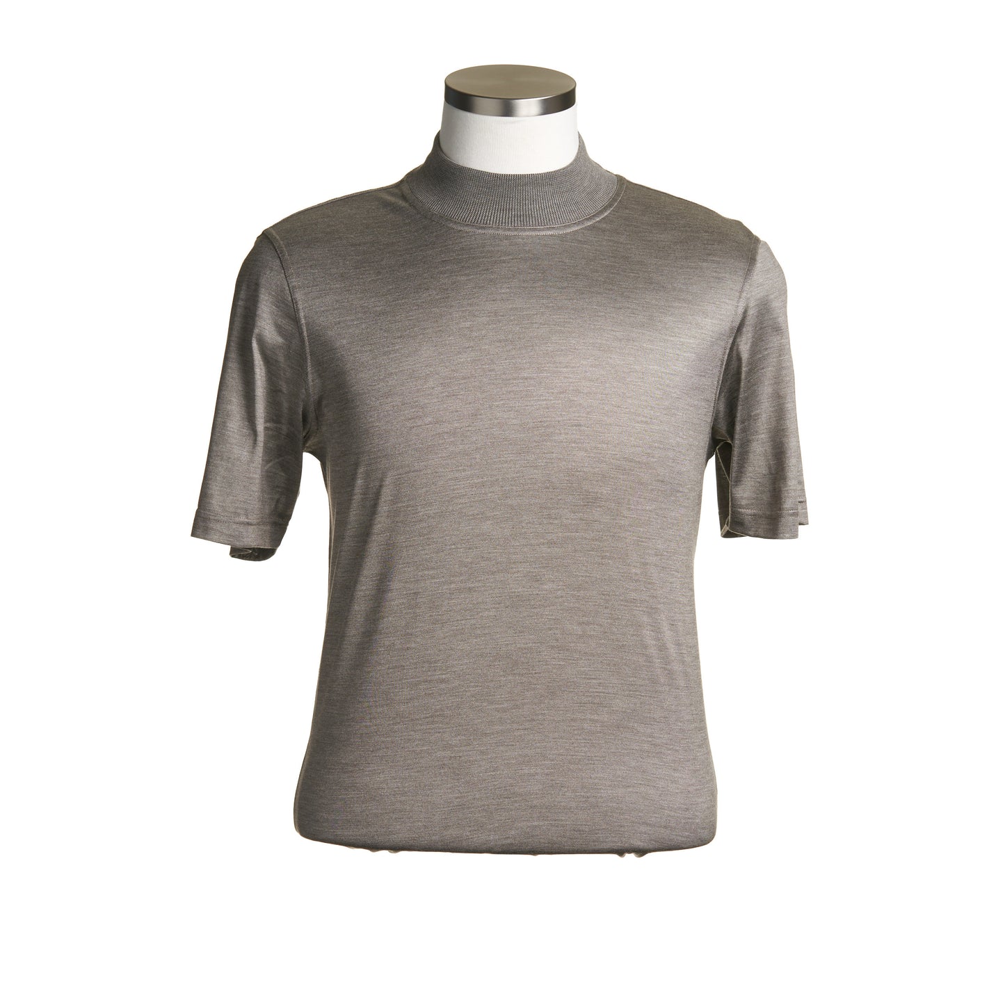 Gran Sasso Silk Mock Neck Shirt in Taupe