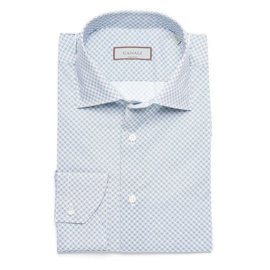Canali Sport Shirt Micro Print in White and Light Blue