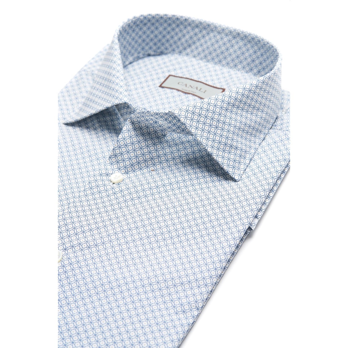 Canali Sport Shirt Micro Print in White and Light Blue