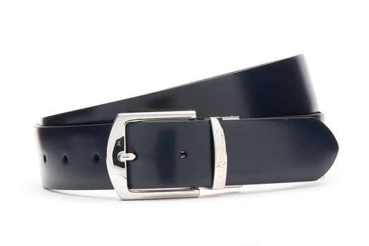 Canali Reversible Calfskin Belt in Navy/Black
