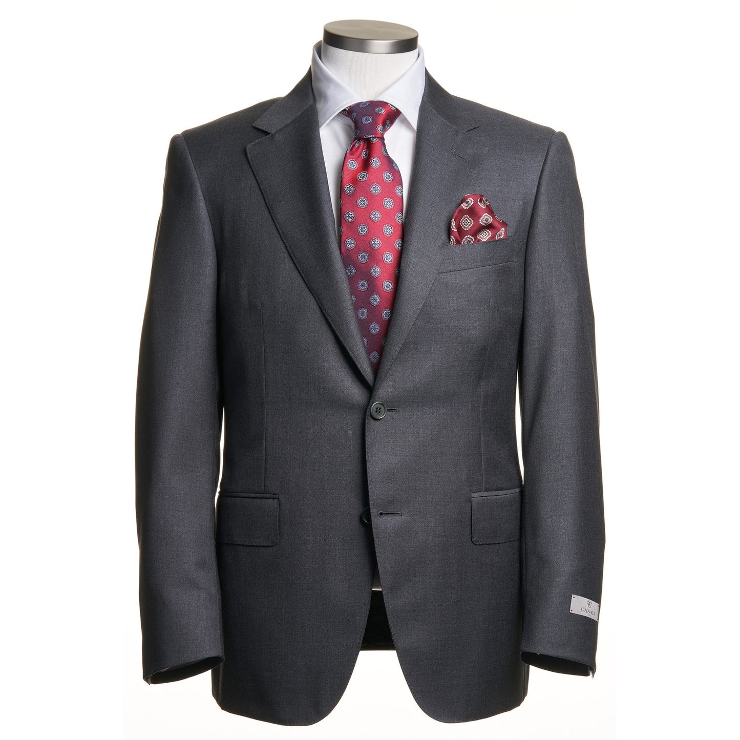 Canali Super 130 Contemporary Model Suit in Solid Gray