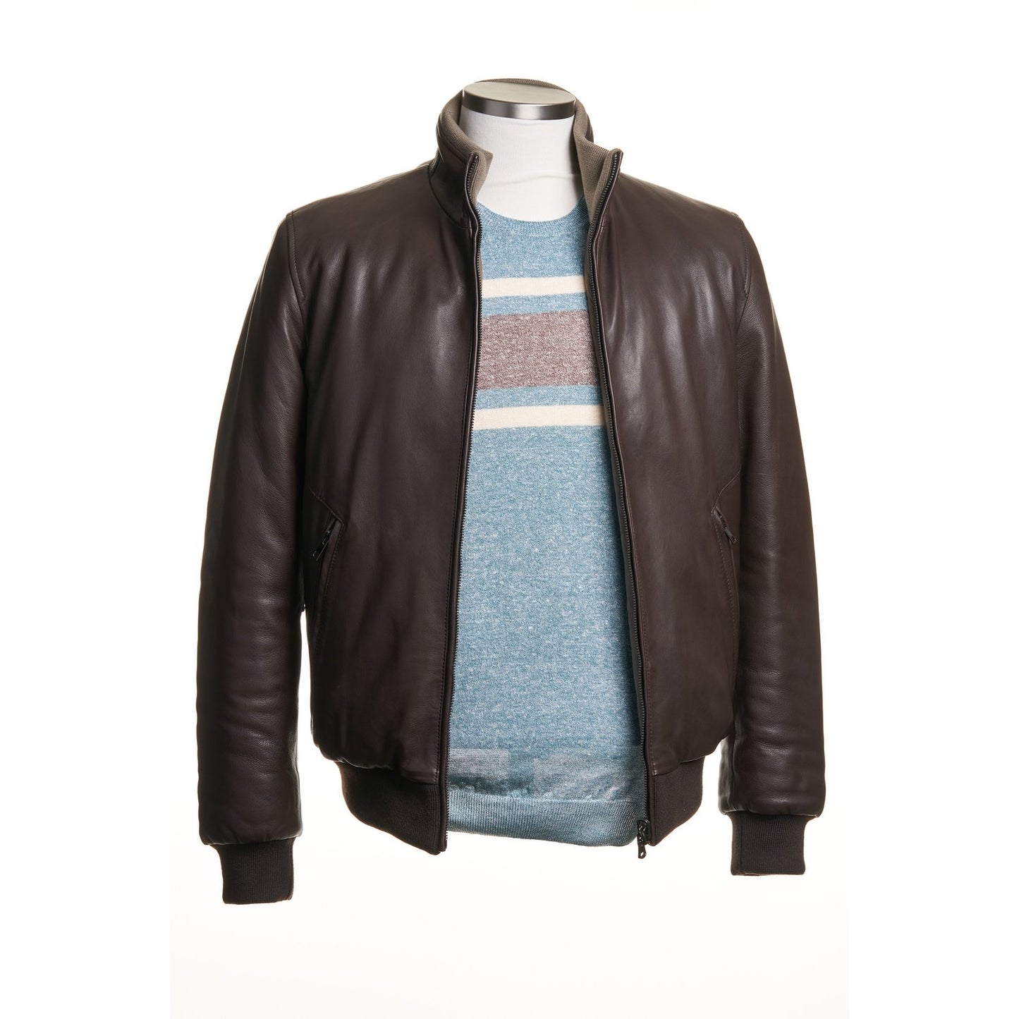 Gallotti Reversible Lambskin Leather Jacket in Chocolate Brown