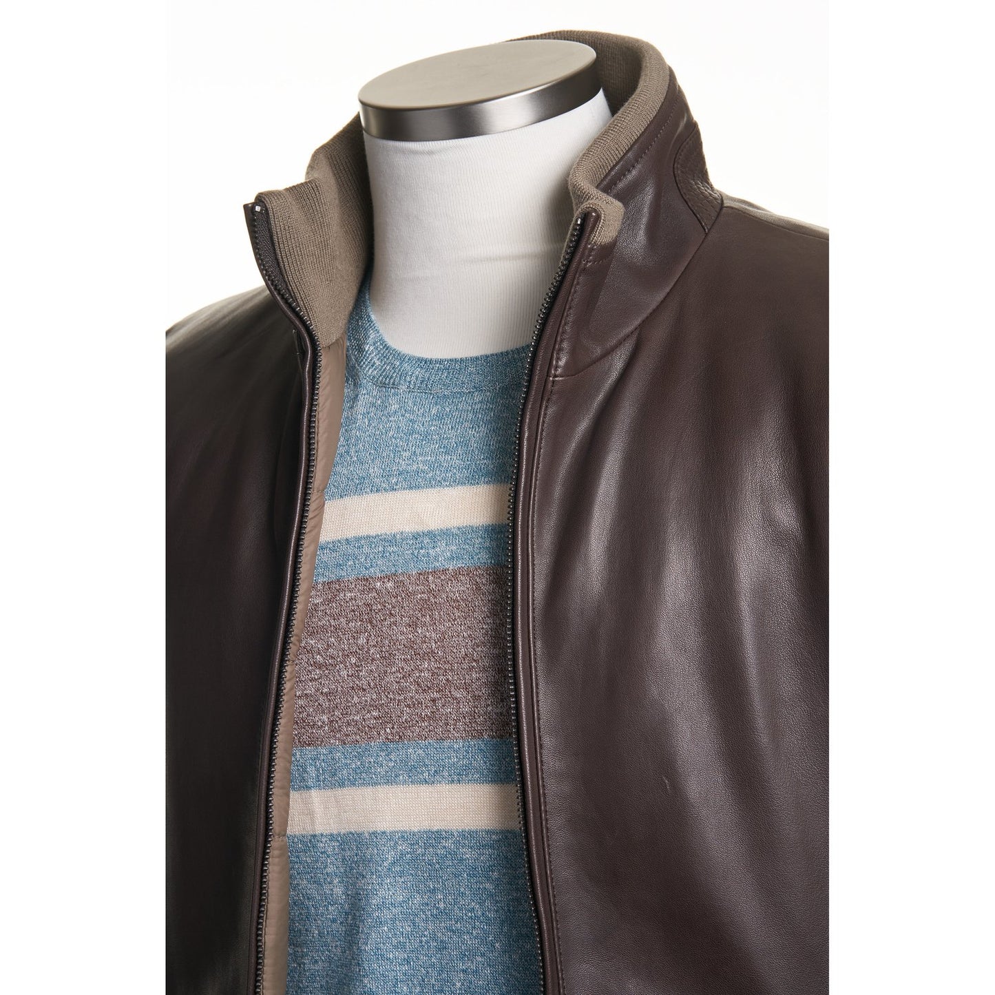 Gallotti Reversible Lambskin Leather Jacket in Chocolate Brown