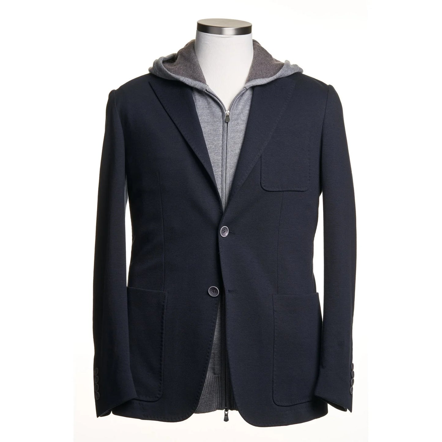 Canali Classic Fit Textured Jersey Unstructured Sport Coat in Navy