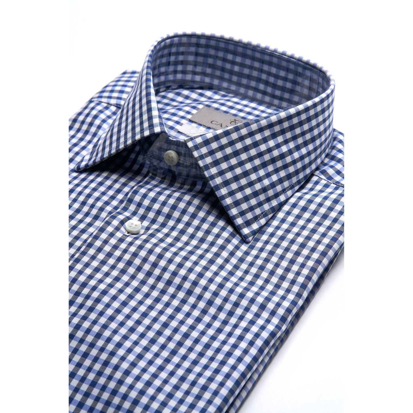 Canali Impeccabile Cotton Twill Modern Fit Dress Shirt in Blue Mini Check