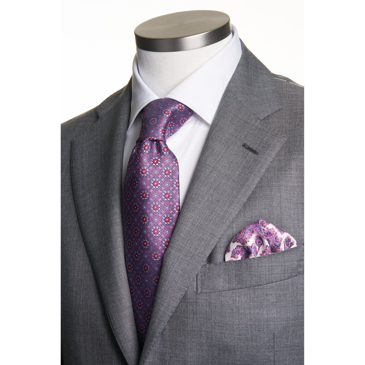 Belvest Super 150 Wool Suit in Solid Light Gray