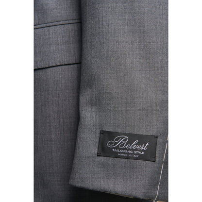Belvest Super 150 Wool Suit in Solid Light Gray