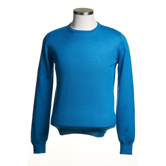 Gran Sasso Silk and Merino Wool Crew Neck Sweater in Light Blue
