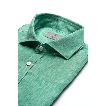 Canali Linen Sport Shirt in Light Green