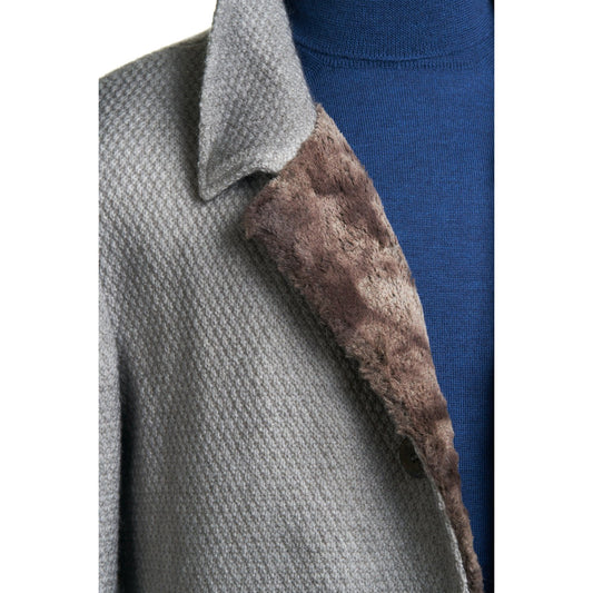 Gimo's Wool Coat with Faux Lining in Light Grey