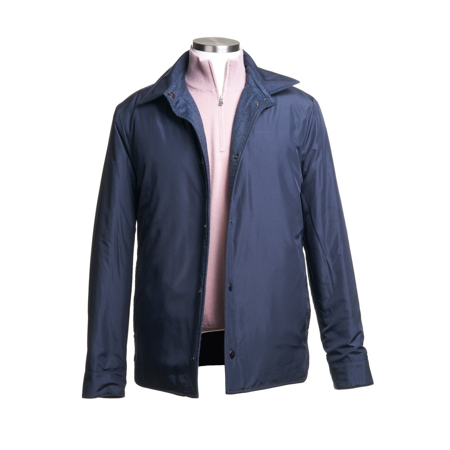 Canali Water-Repellent Wool and Cashmere Flannel Reversible Shirt Jacket