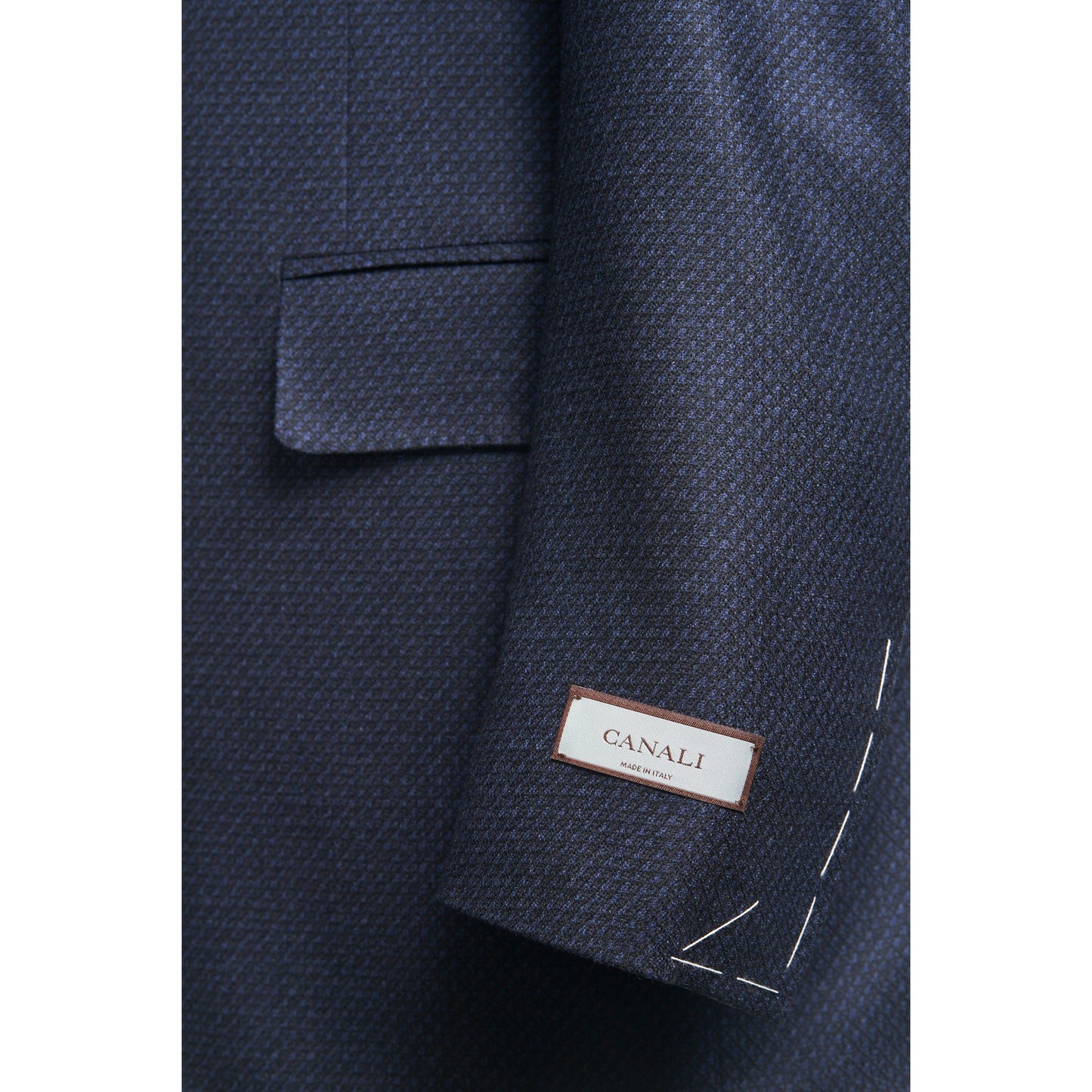 Canali Siena Model Wool Sport Coat in Blue and Light Blue Micro Pattern