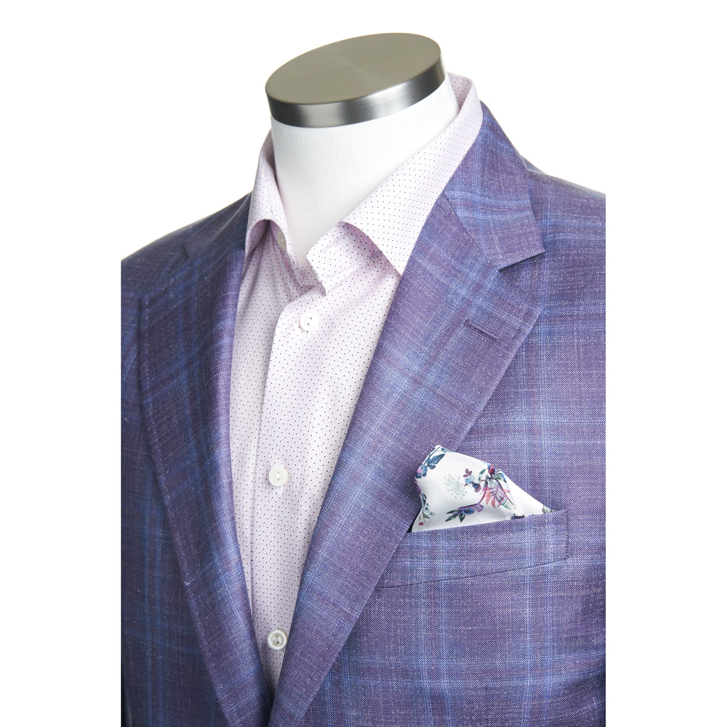 Uomo Sport Coat in Wool Blend with Soft-Shoulder in Mauve Windowpane