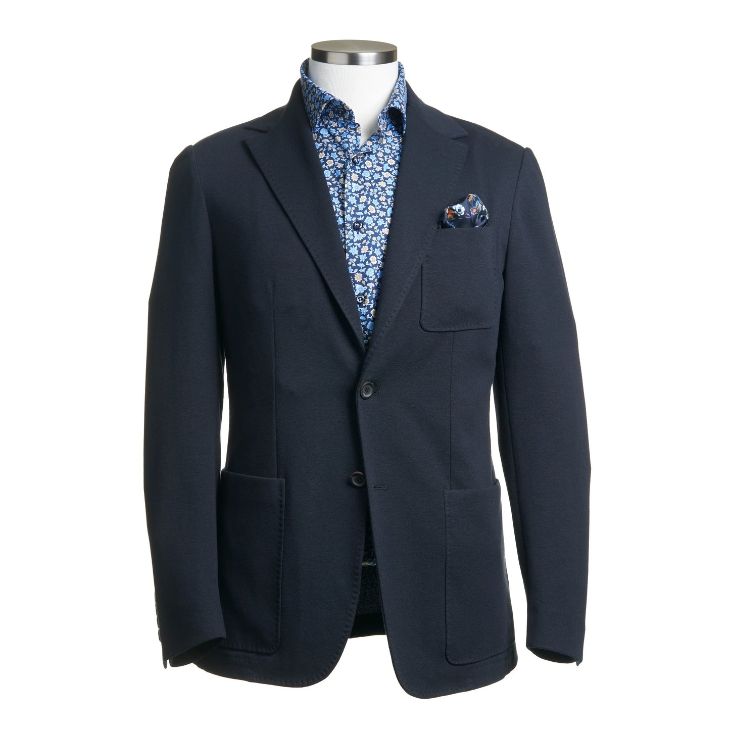 Canali Classic Fit Textured Jersey Unstructured Sport Coat in Navy