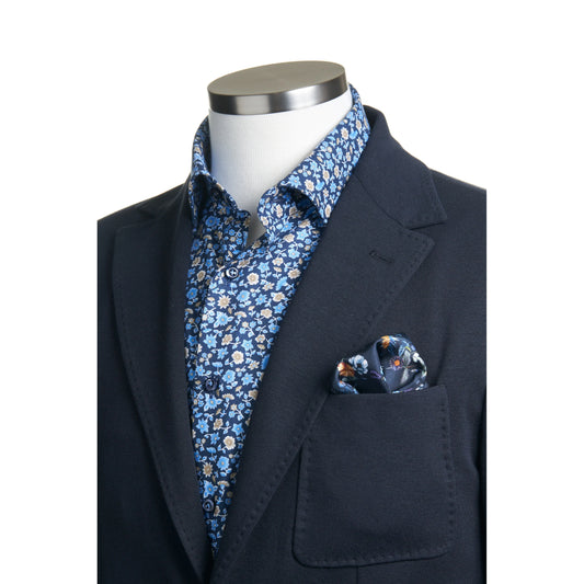 Canali Classic Fit Textured Jersey Unstructured Sport Coat in Navy
