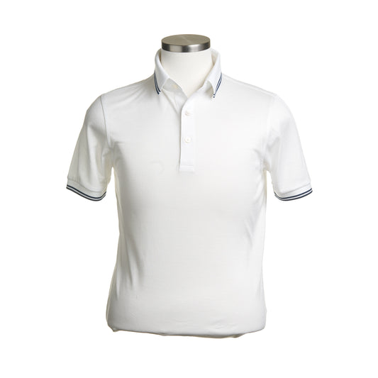 Gran Sasso Oxford Mercerized Cotton Polo in White