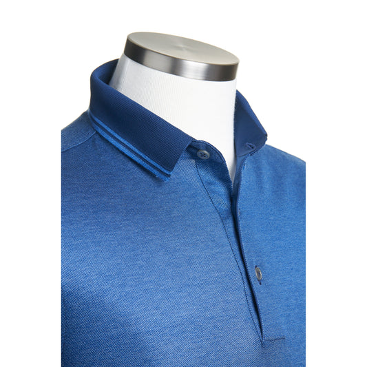 Gran Sasso Oxford Mercerized Cotton Polo in Mid Blue