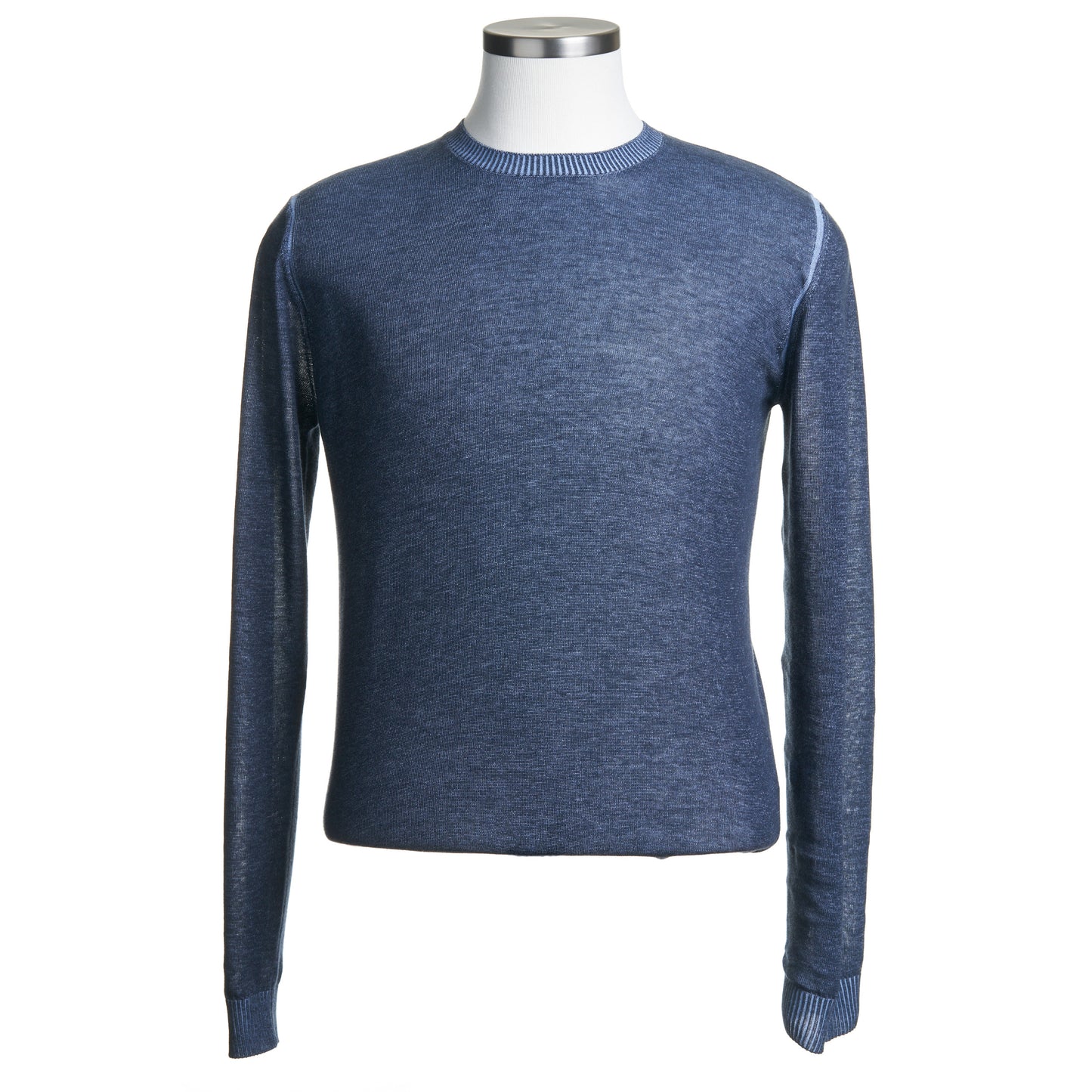 Ferrante Linen Mouline Long-Sleeve Crew Neck