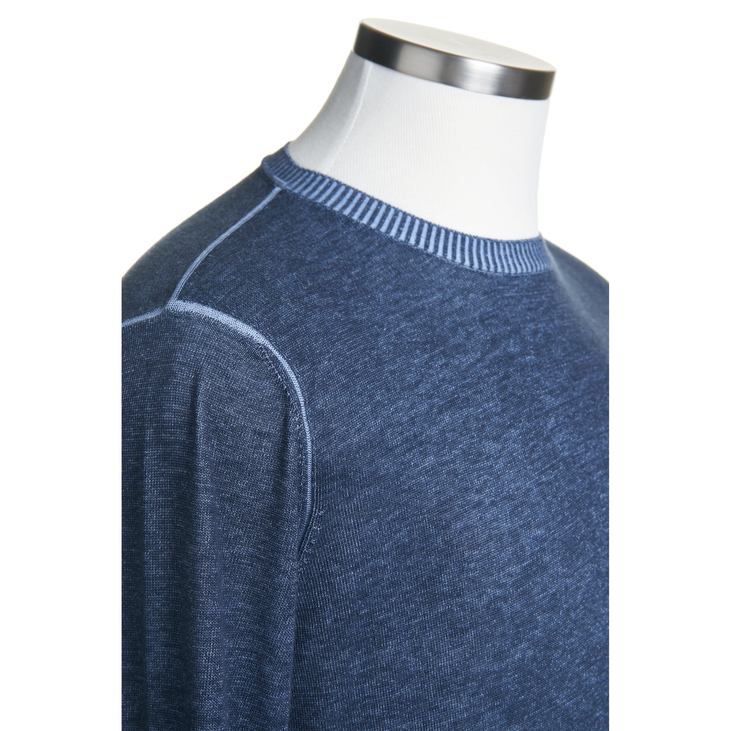 Ferrante Linen Mouline Long-Sleeve Crew Neck