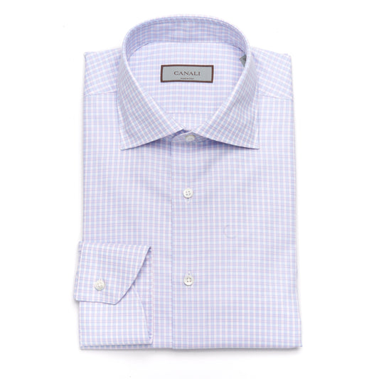 Canali Dress Shirt in Muave and White Check